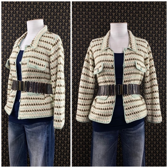 2003 Anthro “Classic Knit Jacket” by HWR Monogram - Picture 6 of 16